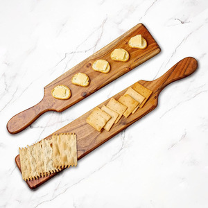 Longues planches de service à pain et fromage rectangulaires plateaux en bois et ensemble de vaisselle avec poignée du Vietnam - Product Image 1