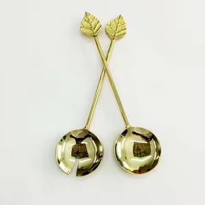 Cuillère et fourchette à salade en argent poli de haute qualité, ustensiles de service, manche carré - Product Image 2