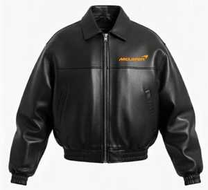 Chaqueta Bomber Extra Grande McLaren en Negro con Patrón 3D Decorado Estilo Carreras F1 Cuero Vacuno Talla XS Suministro ODM - Product Image 4