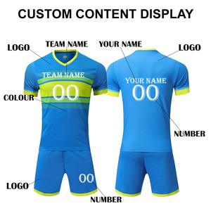 ชุดฟุตบอล ชุดกีฬา แห้งเร็ว ผ้าโพลีเอสเตอร์ 100% เสื้อเจอร์ซีย์และกางเกงขาสั้น ขายส่ง รับผลิตตามแบบ OEM ชุดกีฬาสำหรับสโมสร - Product Image 5