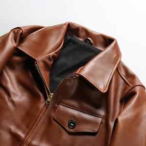 Chaqueta de Cuero Genuino para Hombre, Diseño Casual Americano de Alta Calidad, Impermeable, para Motociclismo, Color Marrón - Product Image 3