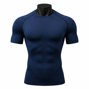 Camiseta de compresión para hombre, de secado rápido, transpirable, para gimnasio, fitness, camiseta ajustada, ropa deportiva para correr, ropa deportiva ajustada al cuerpo, capa base - Product Image 1