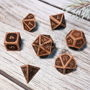 Dés polyédriques en bois naturel moulé, ensemble de 7 pièces, écologiques, durables, de qualité supérieure, pour jeux de rôle Dragon Dungeons, jeux de société - Product Image 2