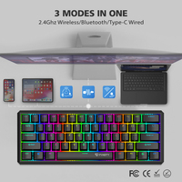 Yüksek kaliteli conta mekanik oyun klavyesi kablosuz siyah RGB arkadan aydınlatmalı ergonomi mekanik oyun klavyesi