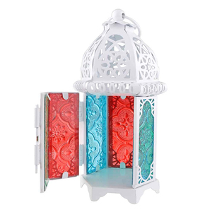 Linterna colgante de vela marroquí dorada de diseño clásico con linterna colgante de cristal naranja para decoración del hogar - Product Image 5