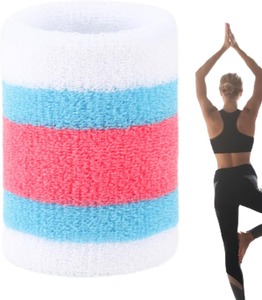 Pulsera deportiva para hombres y mujeres: banda para el sudor atlética de tela de rizo que absorbe la humedad para tenis, baloncesto, correr, gimnasio, - Product Image 3