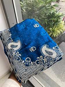 Sari moderne à séchage rapide pour mariage et fête, tissu en mousseline de soie premium doux, broderie intégrale, bordure Butta et piping - Product Image 5