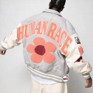 Stylish Custom logo Graffiti High Quality Wholesale <b>for</b> men Chenille <b>Patches</b> Embroidery Genuine Leather Varsity Baseball <b>Jackets</b> - Product Image 5