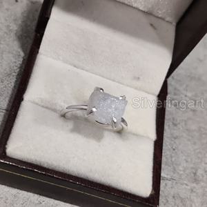 เครื่องประดับหินดิบสำหรับผู้หญิงแหวนพลอยมูนสโตนสีรุ้งธรรมชาติอัญมณีวงแหวนเงินสเตอร์ลิง925 - Product Image 2