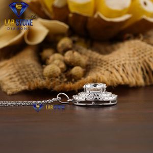 Colgante y pendiente de diamante de corte brillante redondo TDW 8,17 con cadena de oro blanco Cvd/Hpht Diamond Lab Stone - Product Image 3