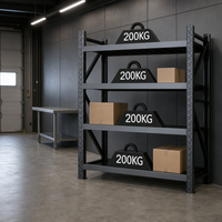 Étagères de stockage en acier laminé à froid pour usine - Étagères robustes à 4 niveaux avec revêtement époxy anti-corrosion pour le stockage de cartons