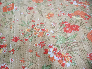 100% Cotton Vintage Floral Printed Kantha Quilt Light Weight King Size Handstitched Kantha <b>Bedcover</b> for Home Hotel Soft Organic - Product Image 3