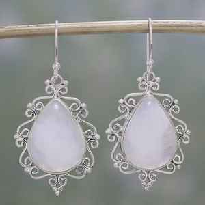 Boucles d'oreilles en pierre de lune poire faites à la main, bijoux en argent sterling 925, pierres précieuses, cadeau élégant pour femmes, design bohème - Product Image 5