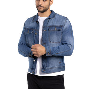 Veste en jean coupe slim à simple boutonnage pour hommes, vestes en jean pour hommes, vestes en jean vintage délavées - Product Image 3