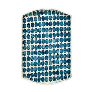 Plateau de service ovale en nacre bleue, fait à la main, décoratif, pour le thé et le petit-déjeuner - Product Image 4