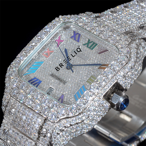 Montre pour homme de haute qualité sertie de diamants, boîtier carré en acier inoxydable avec aspect diamant de laboratoire - Product Image 4
