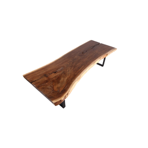 Modern Solid Suar Wood <b>Live</b> <b>Edge</b> Dining <b>Table</b> with Natural Slab Top & Wood Legs for Home Furniture Villa Hotel Use - Product Image 3