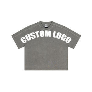 Venta al por mayor lavado con ácido peso pesado camiseta en blanco camiseta de gran tamaño lavado pesado algodón camiseta de gran tamaño Vintage camiseta para hombres - Product Image 4