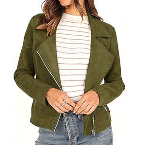 Chaqueta Clásica de Gamuza para Mujer, Nuevo Diseño, Alta Calidad, Transpirable, Hecha a Medida, Cuello Alto, Invierno, OEM - Product Image 1