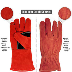 ถุงมืองานเชื่อมหนังวัวสำหรับทำงานถุงมือเชื่อมสำหรับฤดูหนาวที่อบอุ่นสีแดงมาตรฐานทนความร้อน - Product Image 6