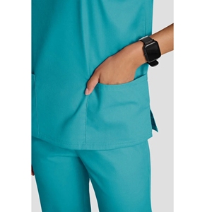 Conjunto médico para mujer Top de manga corta con cuello en V y pantalones para correr con bolsillos o enfermeras y trabajadores de la salud - Product Image 2