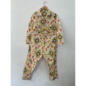 100% Cotton Geometric Pattern Bohemian Unisex Sleepwear Handmade <b>Summer</b> <b>Shirt</b> Trouser Comfortable Long Pyjama Sets Quick Dry - Product Image 5