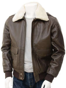 Veste en cuir d'aviateur unisexe en peau de mouton - Style formel Logo avant Haute qualité Véritable peau de mouton - Product Image 2