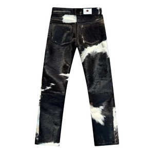 Pantalons de survêtement en cuir de qualité supérieure, pantalons décontractés avec des bandes latérales blanches, pantalons évasés avec logo personnalisé, fabriqués par RAM Industry - Product Image 2