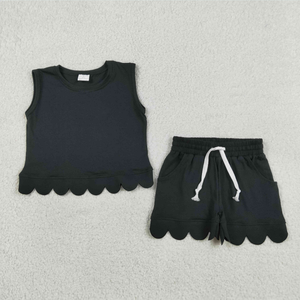 Conjuntos de Ropa para Bebés Niñas Hermanas: Chalecos sin Mangas con Bolsillos y Pantalones Cortos con Volantes - Product Image 2