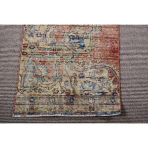 Tapis turc 2x8,6 pieds, tapis vintage, tapis en laine à imprimé animal rouge - Product Image 5