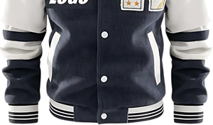 Chaqueta Universitaria Personalizada para Hombre, Estilo Varsity, Mangas de Lona de Poliéster/Algodón, Puños Acanalados, Cierre de Broches, Bordado, Estilo Urbano, Invierno - Product Image 4