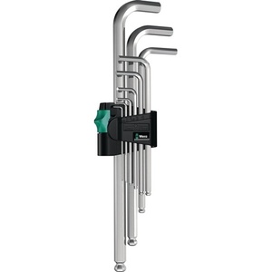 Jeu de tournevis d'angle WERA 950 PKL 9 pièces 1,5-10 mm, clé à tête sphérique, outil en acier allié long, support en plastique, clés hexagonales - Product Image 1