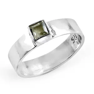 Modern Geometric <b>Labradorite</b> Gemstone <b>Ring</b> 925 Silver Plated Square Bezel Setting Unisex Daily Wear - Product Image 1