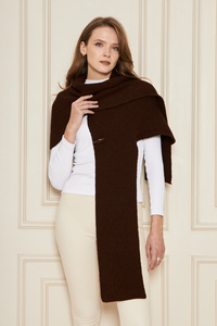 Poncho-châle chic pour femme à capuche en tricot, élégant, chaud, doux au toucher, respirant, écharpe d'hiver à capuche, tricot multifonctionnel - Product Image 2