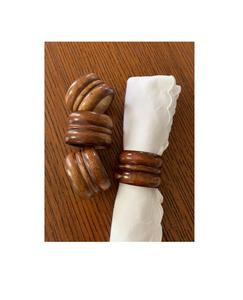 Classic natural <b>wooden</b> napkin ring for formal <b>dining</b> <b>table</b> decor with handcrafted <b>rustic</b> farmhouse artisanal design - Product Image 2