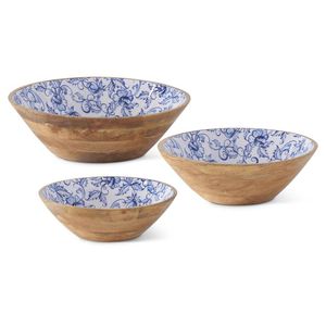 Ensemble de bols bol en bois d'acacia autocollant imprimé émail Design moderne bol de service et bol de fruits pour ustensiles de cuisine - Product Image 5