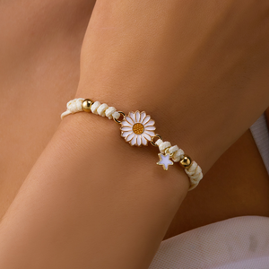 Braccialetto Artigianale Stile Boho con Stella e Fiore a Cartone Animato per Donne, Design con Cordino, Bracciale Charm alla Moda - Product Image 3