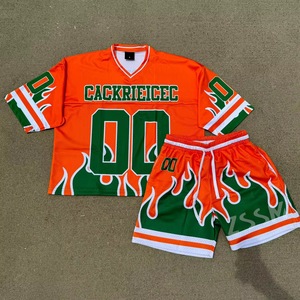 Ensemble deux pièces pour homme, t-shirt et short, automne été, haute qualité, imprimé par sublimation, coton respirant, sport, gym, football, style ample - Product Image 2