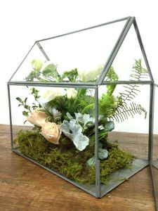 Terrarium en métal design minimaliste élégant parfait pour bureau ou étagère affichage de petites plantes vertes d'intérieur - Product Image 3