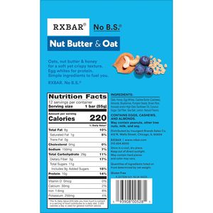 Barres protéinées RXBAR au beurre de noix et aux protéines d'avoine, collations protéinées, barres de collation, beurre de noix de cajou et myrtille, boîte de 23,2 oz (12 unités) - Product Image 2