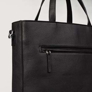 Genuine Leather Solid Color Hook & Loop Water Resistant Tote Bag for Women Minimalist Daily Use All Seasons - Product Image 5