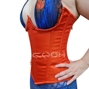 <b>Sexy</b> Fashion Wear Halter Neck Marble Print Orange Satin Waist Shaping Corset with Printed <b>Mini</b> <b>Skirt</b> Set - Product Image 3