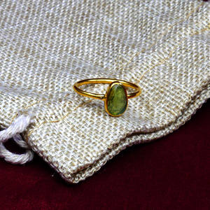 Anillo de fiesta de Plata de Ley 925 clásico de moda para mujer, piedra preciosa de turmalina verde Vermeil de Oro, Plata de Ley 925 chapada en oro - Product Image 3