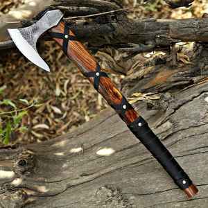 ขวานแคมป์ปิ้งสไตล์ไวกิ้ง คุณภาพสูง ผลิตด้วยมือ ขายส่ง เหล็กกล้าคาร์บอนสูง สำหรับเอาตัวรอดกลางแจ้ง ตีขึ้นรูปด้วยมือ ระดับพรีเมียม - Product Image 6