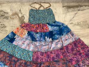 Vestido de Seda Reciclada con Patchwork Hecho a Mano: Falda Maxi Boho con Capas - Product Image 6