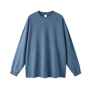 Camisetas de calle de gran tamaño de alta calidad 2025, camiseta informal holgada con logotipo personalizado de cuello redondo de manga larga de Color sólido - Product Image 1