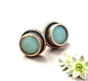 Boucles d'oreilles élégantes en pierres précieuses bleu aqua Bijoux de mode en argent allemand - Product Image 1