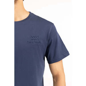 T-shirts amples pour hommes 100 % coton bleu MN-TS-SS25-051 en tissu jersey 300 grammes, motif uni compressé, sérigraphie - Product Image 5