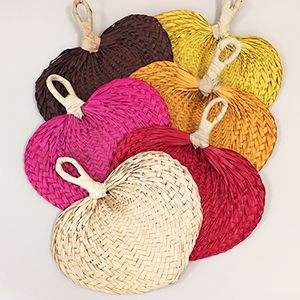 Abanico de Mano Tejido a Mano con Bambú de Vietnam, Abanico de Paja, Ratán y Rafia, 99 Dorado - Product Image 6