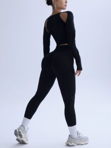 Conjunto Deportivo Personalizado de Manga Larga para Gimnasio, Ropa Deportiva, Conjunto de Yoga para Mujer, Levanta Glúteos - Product Image 2